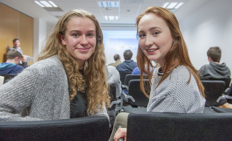 FREE PIC - NO REPRO FEE - Jan 23, 2016
Bebhinn Twomey, Mount St. Michael School, Rosscarbery (left) and Emily Carr, Mount Mercy College, Cork who attended the HighTech TY - TechnoDen Innovation Competition 2016 which took place at the Tyndall National Ins