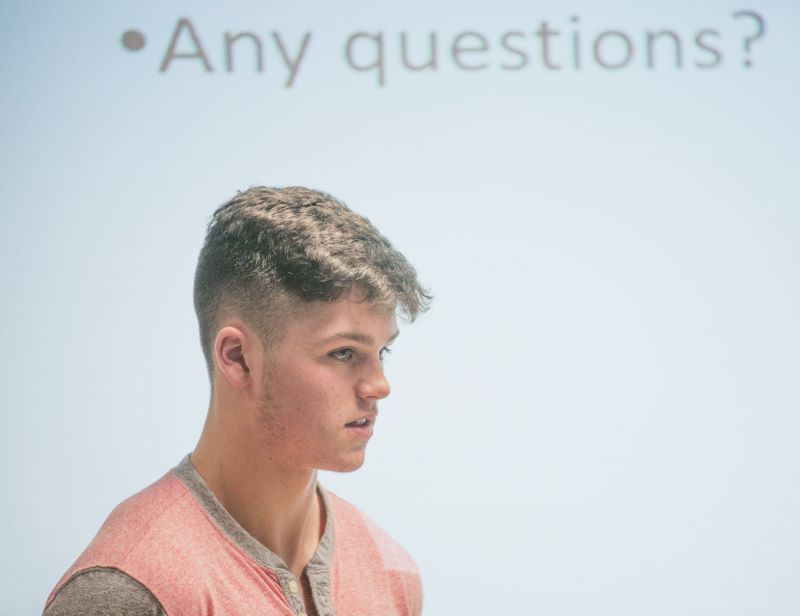 FREE PIC - NO REPRO FEE - Jan 23, 2016
Kevin McMahon from the Patrician Academy, Mallow speaking at the HighTech TY - TechnoDen Innovation Competition 2016 which took place at the Tyndall National Institute in Cork.
Pic: Ger McCarthy