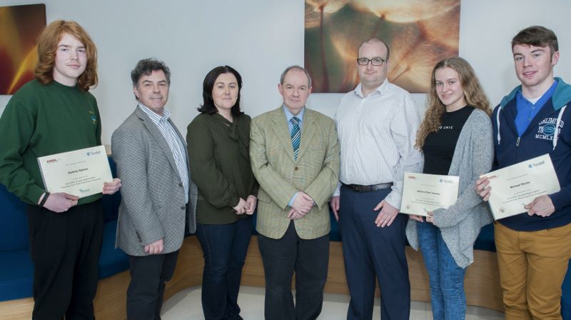 FREE PIC - NO REPRO FEE - Jan 23, 2016
Runners up in the HighTech TY - TechnoDen Innovation Competition 2016 which took place at the Tyndall National Institute in Cork. From left: Dominic Kjelsen, Scol Phobail, Bheara;  organiser Dr. Eamon Connolly, Cork