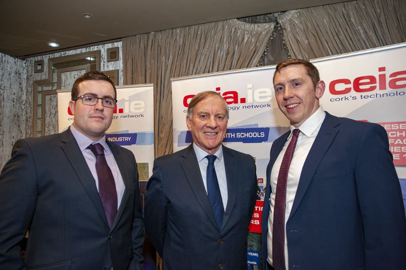 FREE PIC - NO REPRO FEE - Feb 11, 2020
From left: Conor Walsh, CIT Student of the Year for 2019 with Sean O'Sullivan and Luke O'Mahony at the 35th AGM of the CEIA, Cork's Technology Network which took place at the Maryborough Hotel.
Pic: Brian Lougheed