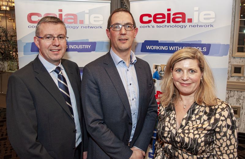 FREE PIC - NO REPRO FEE - Feb 11, 2020
Cathal Reilly, chair of the CEIA (left); Conor Healy, Chief Executive, Cork Chamber of Commerce (Guest Speaker) ane Valerie Cowman, chair of Cork ETB at the 35th AGM of the CEIA, Cork's Technology Network which took