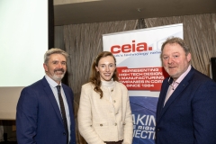 FREE PIC - NO REPRO FEE - Feb. 12, 2025Pictured at the 40th AGM of the CEIA at the Maryborough Hotel were, from left: Alan O’Flynn, outgoing chairiman and GM of Dell Technologies, Ovens Campus; Faye Murphy, IDA and Dan Barry, Enterprise Ireland.The CEIA represents ICT & Med-Tech companies in the Cork region working in accord with the Industrial Development Agency (IDA), Enterprise Ireland, the Cork Education Training Centre (formerly FAS), the Munster Technological University and University College Cork, to ensure a sophisticated technological infrastructure is in place to enable the industry to grow and prosper.Pic: Brian Lougheed
