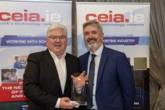 FREE PIC - NO REPRO FEE - Feb. 12, 2025Alan O’Flynn, GM of Dell Technologies, Ovens Campus and outgoing Chairperson of the CEIA (right) making a presenaton to Malachy McElroy, CEIA at the AGM of the CEIA  at the Maryborough House Hotel.The CEIA represents ICT & Med-Tech companies in the Cork region working in accord with the Industrial Development Agency (IDA), Enterprise Ireland, the Cork Education Training Centre (formerly FAS), the Munster Technological University and University College Cork, to ensure a sophisticated technological infrastructure is in place to enable the industry to grow and prosper.Pic: Brian Lougheed